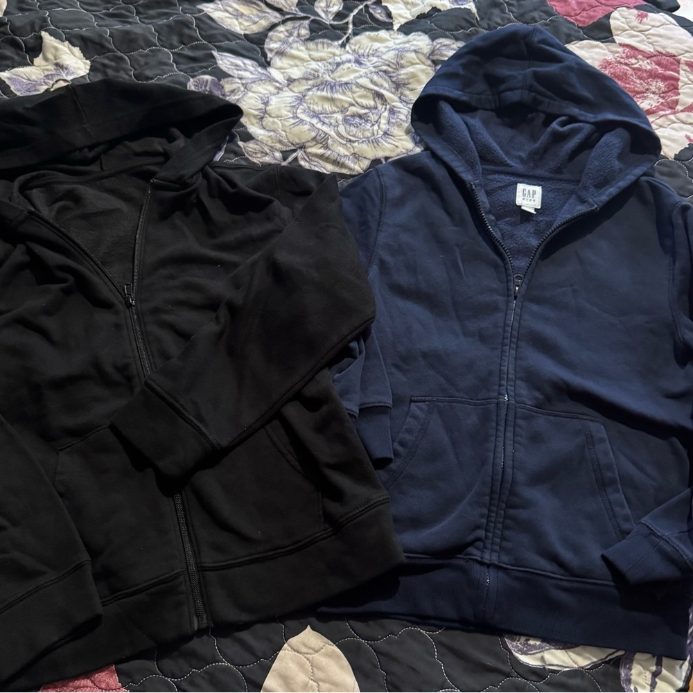 GAP Black and Navy Zip-Up Hoodies
